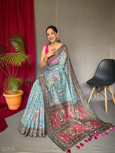 Premium Kalamkari Pattern Malai Cotton Saree – Elegant Designer Look for Women