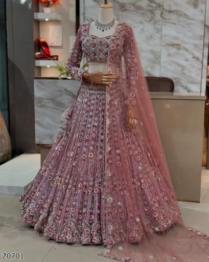 Royal Bridal Net Embroidered Lehenga Choli with Dupatta