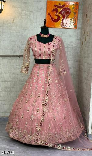 Royal Bridal Net Embroidered Lehenga Choli with Dupatta