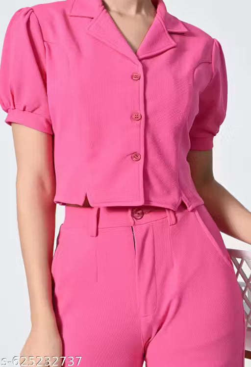 Premium Short-Sleeve Collared Co-ord Style Jumpsuit for Women | Elegant Western Wear for Office & Casual Outings