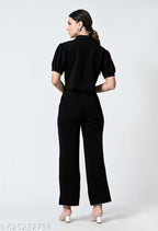 Premium Short-Sleeve Collared Co-ord Style Jumpsuit for Women | Elegant Western Wear for Office & Casual Outings