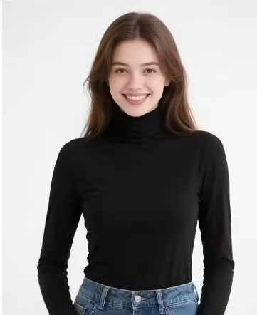 Premium Cotton Ribbed High-Neck Bodyfit Top for Women