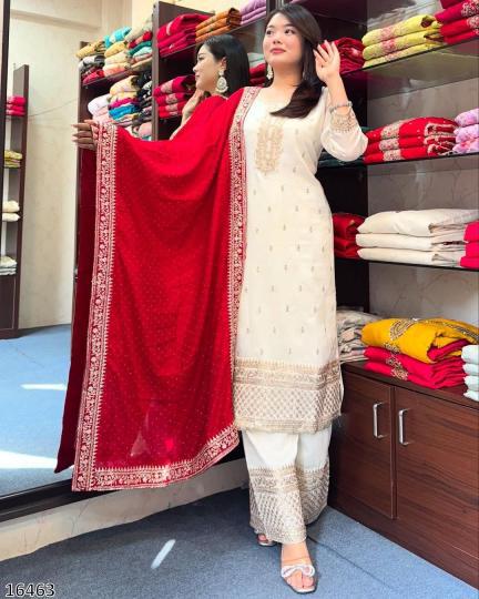 Diwali Splendor – Chinon Top & Bottom Set with Heavy Embroidery & Sequin Work