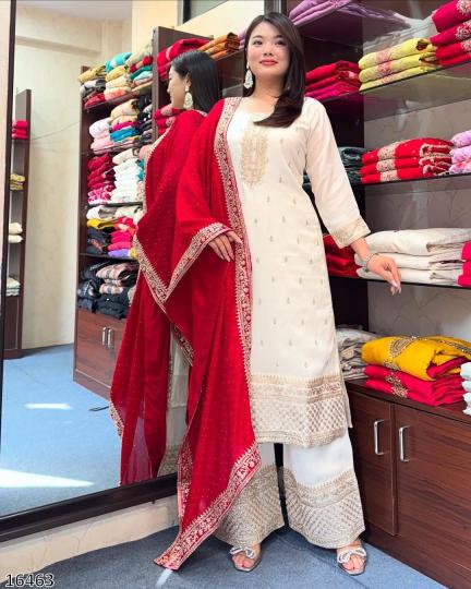 Diwali Splendor – Chinon Top & Bottom Set with Heavy Embroidery & Sequin Work