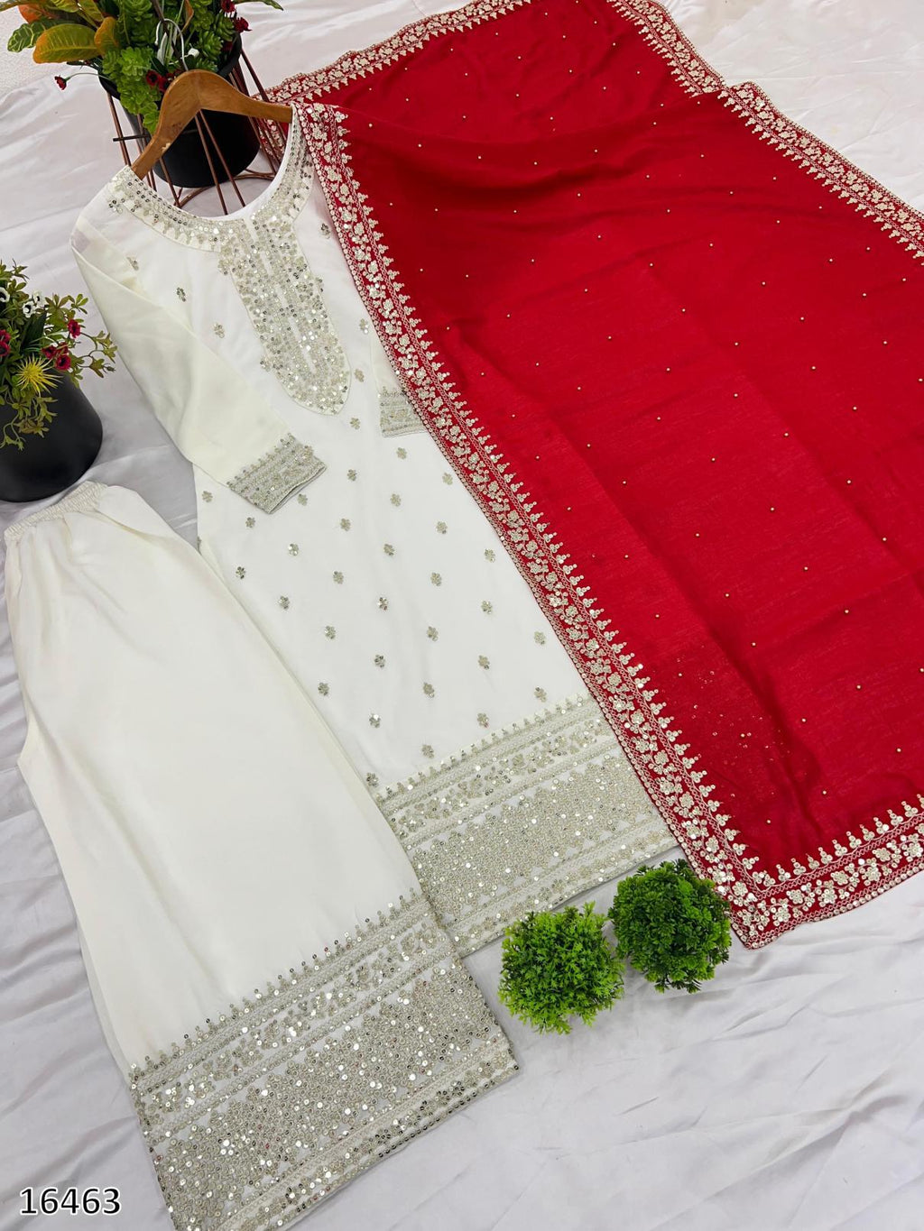 Diwali Splendor – Chinon Top & Bottom Set with Heavy Embroidery & Sequin Work