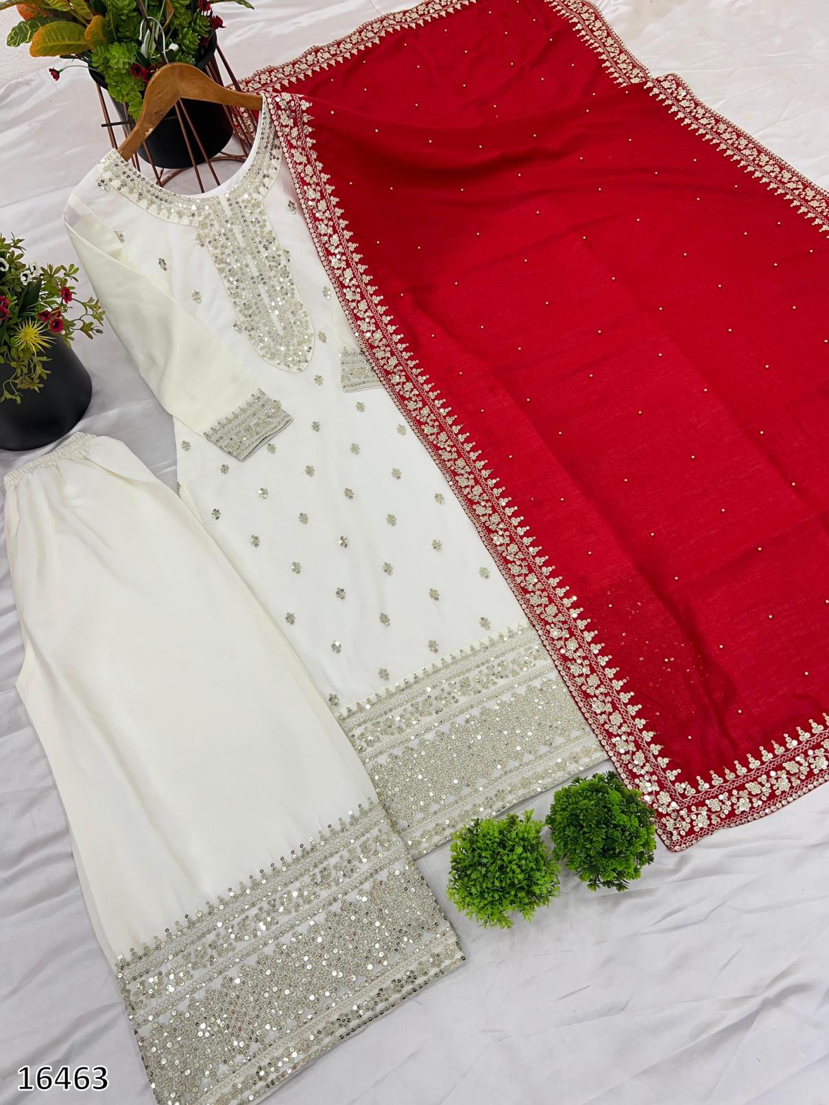 Diwali Splendor – Chinon Top & Bottom Set with Heavy Embroidery & Sequin Work