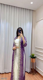 Diwali Drape – Designer Chinon Crop Top, Fusion Drape Skirt & Long Jacket Set