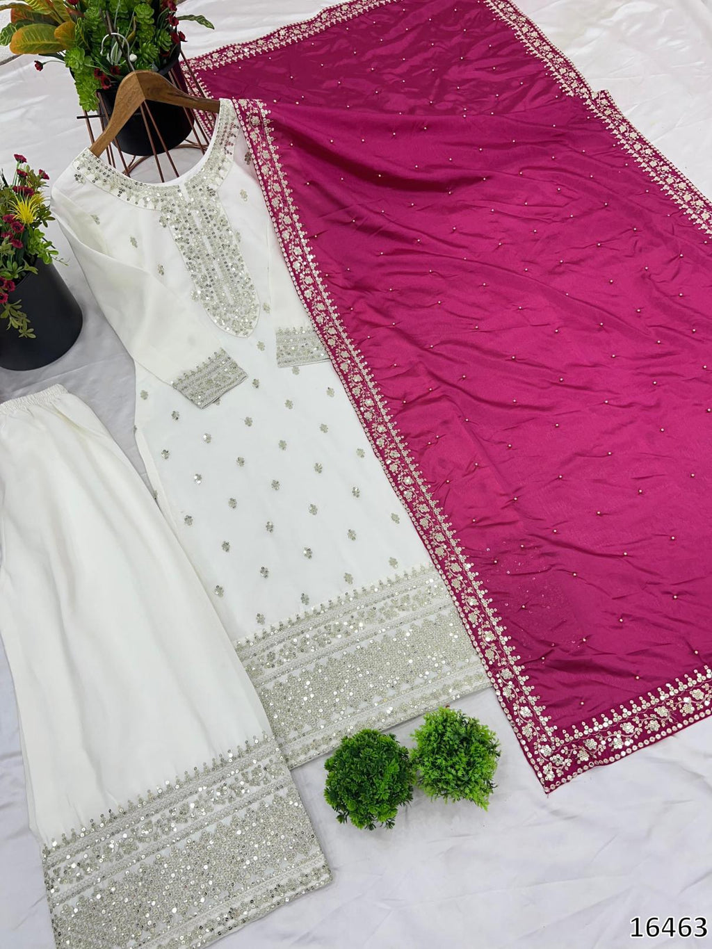 Diwali Splendor – Chinon Top & Bottom Set with Heavy Embroidery & Sequin Work