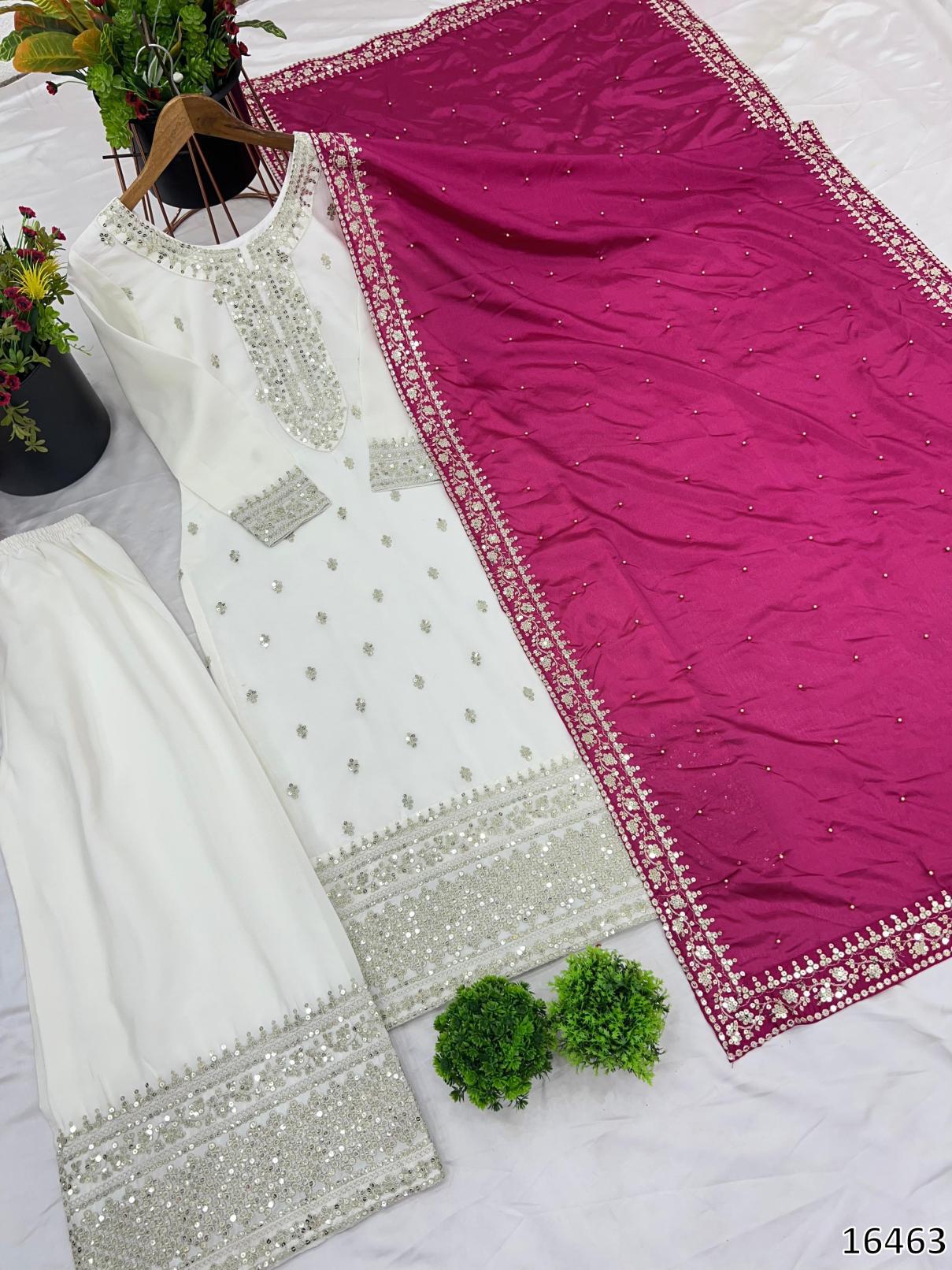 Diwali Splendor – Chinon Top & Bottom Set with Heavy Embroidery & Sequin Work