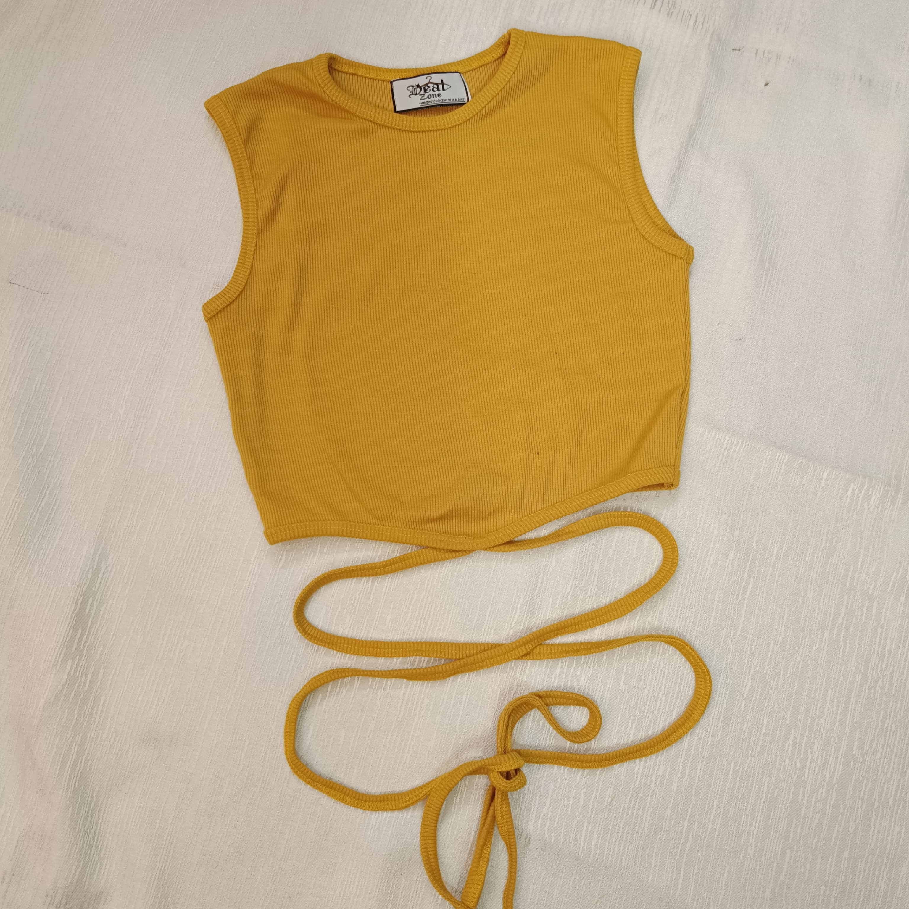 Ribbed Wrap-Tie Crop Top