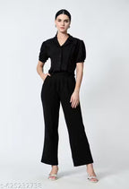 Premium Short-Sleeve Collared Co-ord Style Jumpsuit for Women | Elegant Western Wear for Office & Casual Outings
