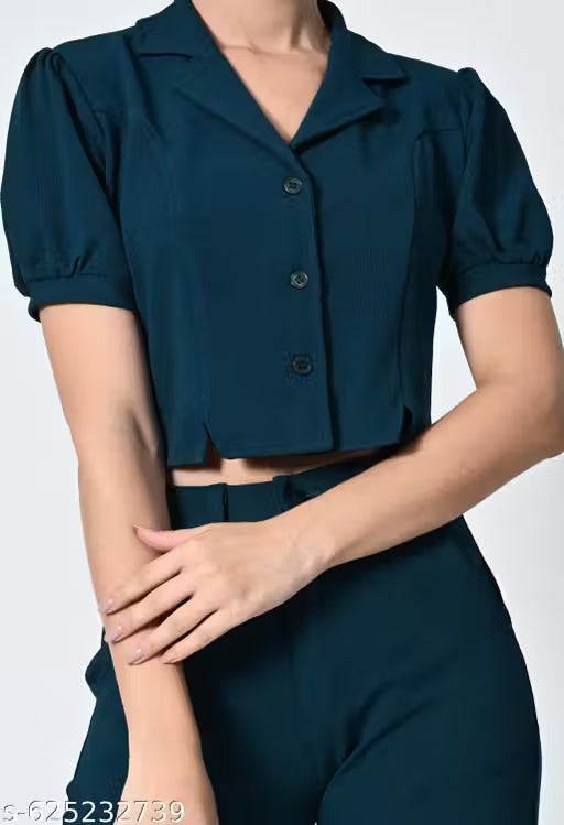 Premium Short-Sleeve Collared Co-ord Style Jumpsuit for Women | Elegant Western Wear for Office & Casual Outings