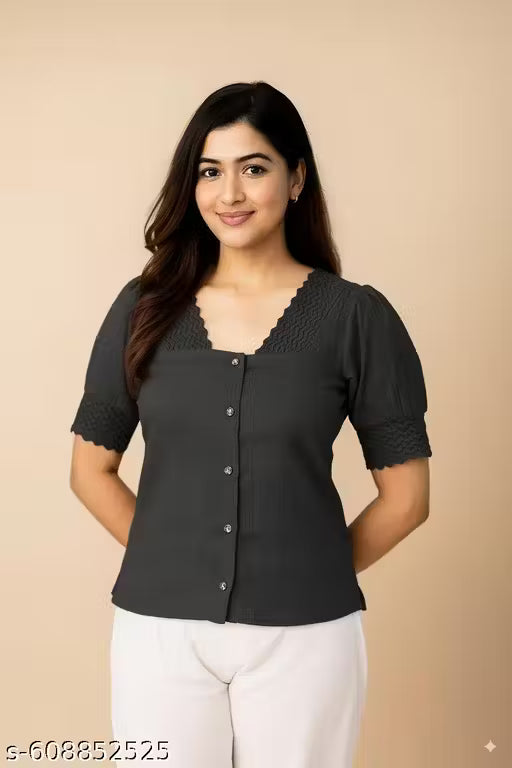 Women’s Elegant Textured Button-Down Top – Soft, Breathable & Perfect for Everyday Chic