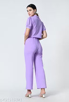 Premium Short-Sleeve Collared Co-ord Style Jumpsuit for Women | Elegant Western Wear for Office & Casual Outings