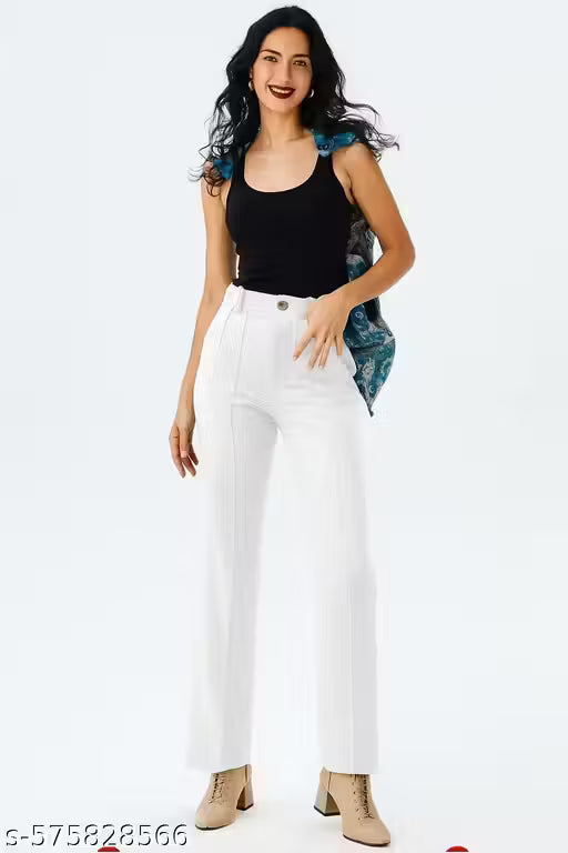 High-Waist Stretchable Straight-Fit Women’s Trousers for Office & Casual Wear