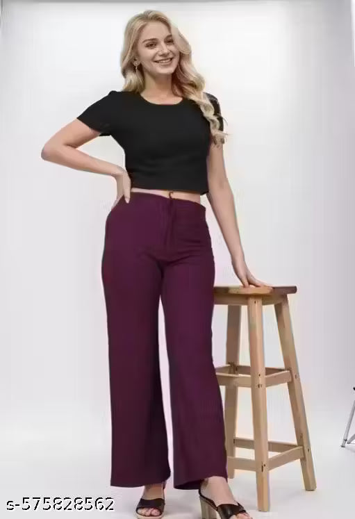 High-Waist Stretchable Straight-Fit Women’s Trousers for Office & Casual Wear