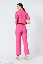 Premium Short-Sleeve Collared Co-ord Style Jumpsuit for Women | Elegant Western Wear for Office & Casual Outings